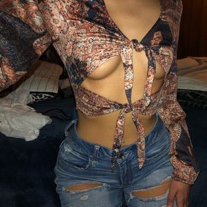 ASOS Wild Honey long sleeve top in paisley print